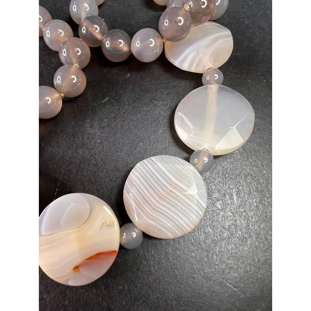 NEW Botswana agate necklace with sterling silver clasp
